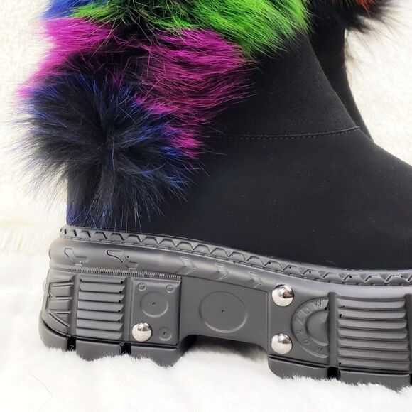 BRAND NEW! Sz 10 Furry Goth Platform Punk Ankle Boots - Picture 3 of 16